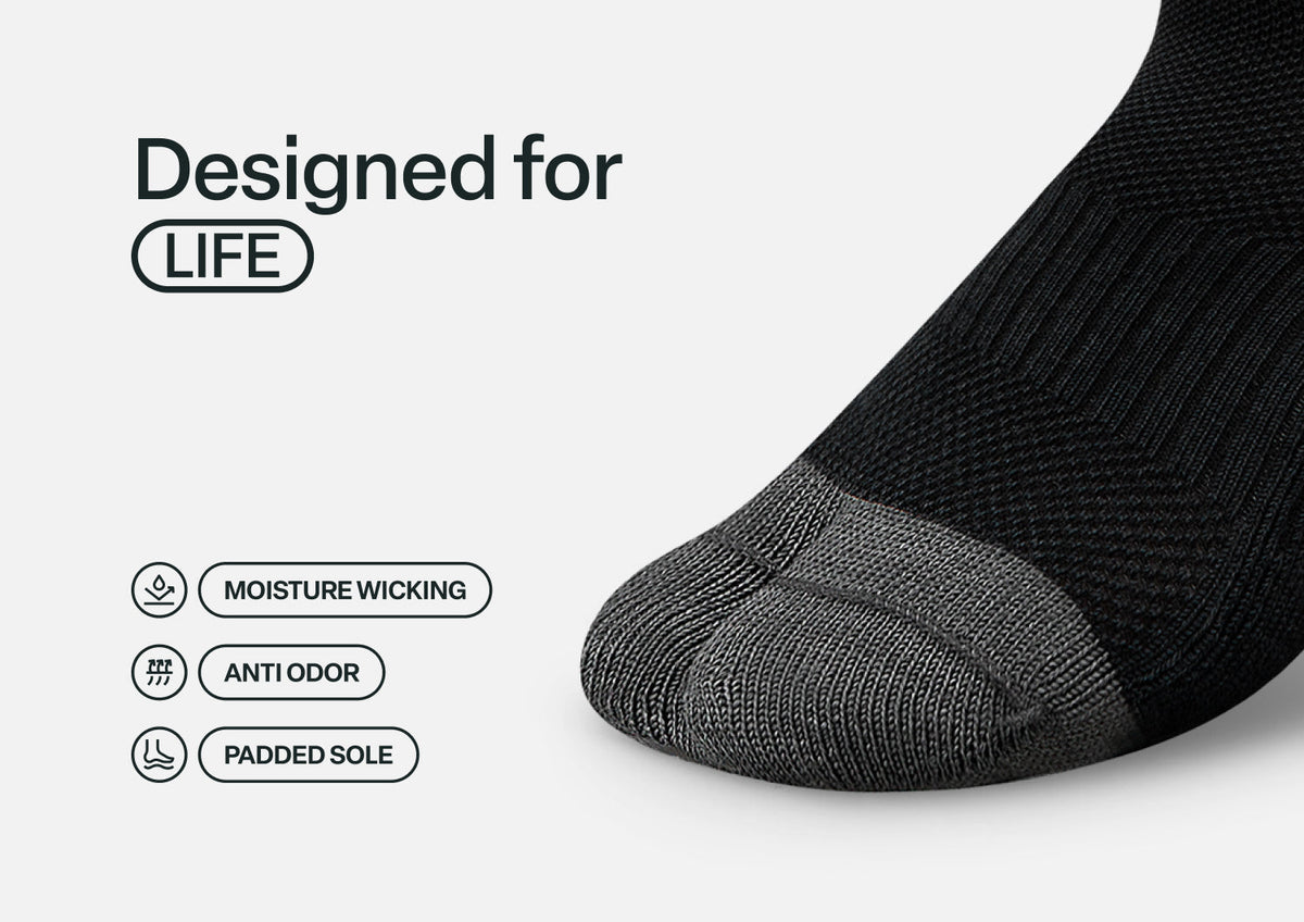 Bunion Relief, Padded Low Cut Socks - Black
