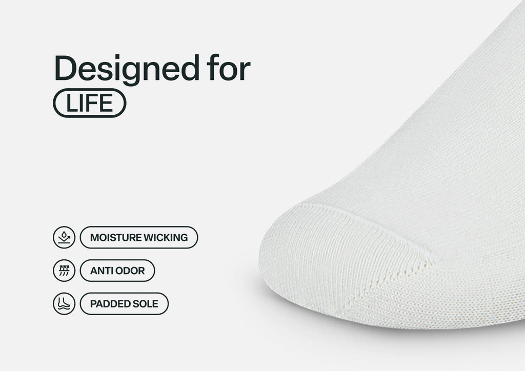 Padded Sole Diabetic Socks - White