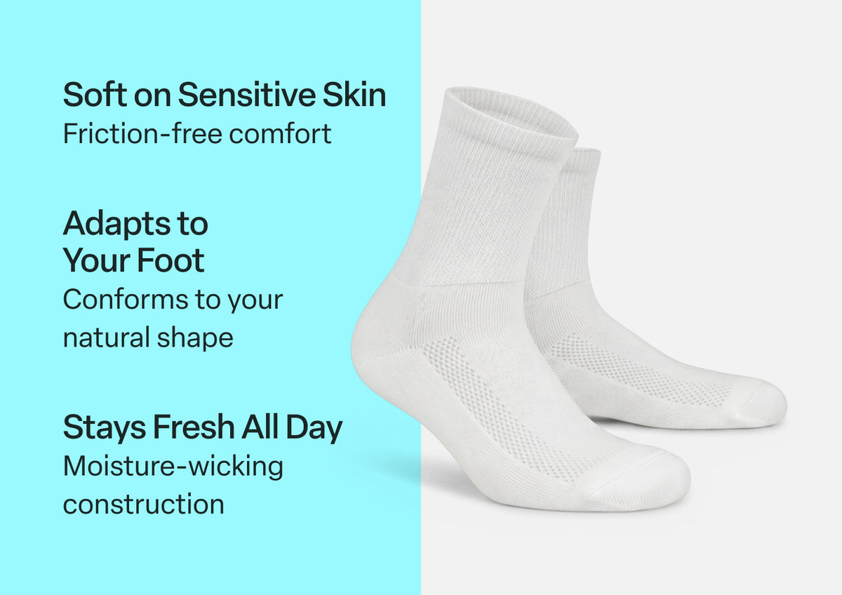 Padded Sole Diabetic Socks - White